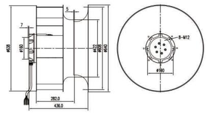 后傾式離心風(fēng)機(jī)YWFB630外形尺寸圖2